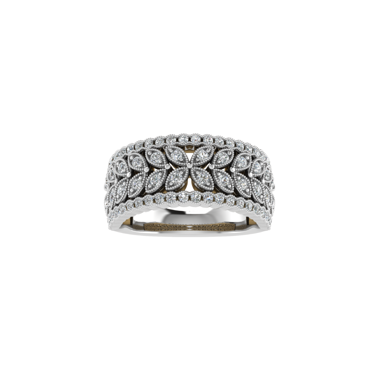 Floral Lattice Diamond Ring