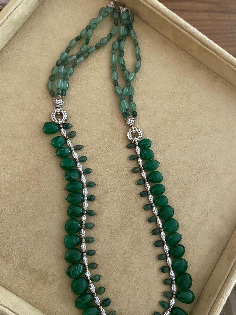 Charming Green Coloured Stone Necklace